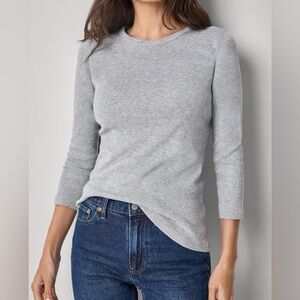 Lilla P Heather Gray Crew Neck Top 3/4 sleeve NWT